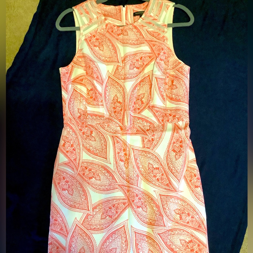 Banana Republic Pink and White Midi Dress